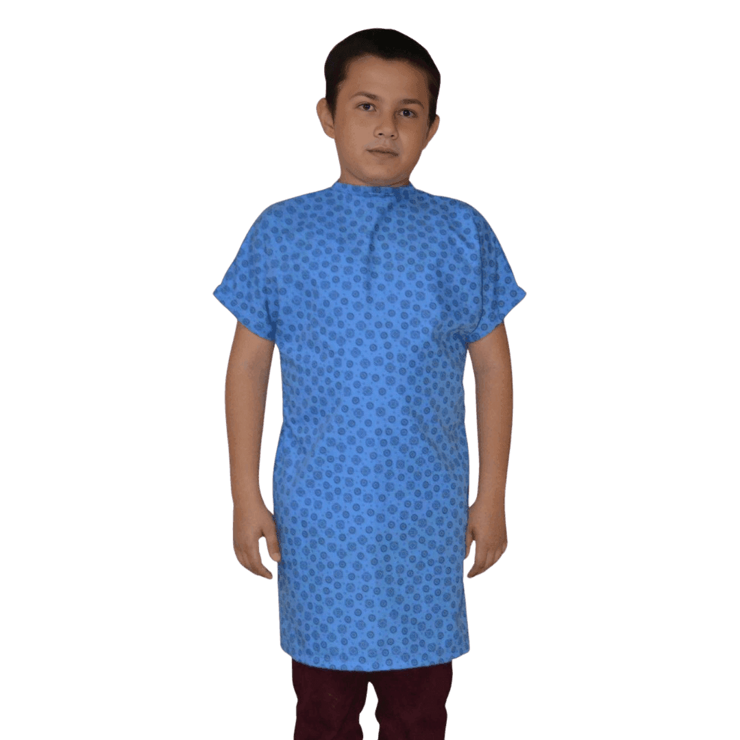 Desenli Hasta Önlüğü Çocuk - Mavi